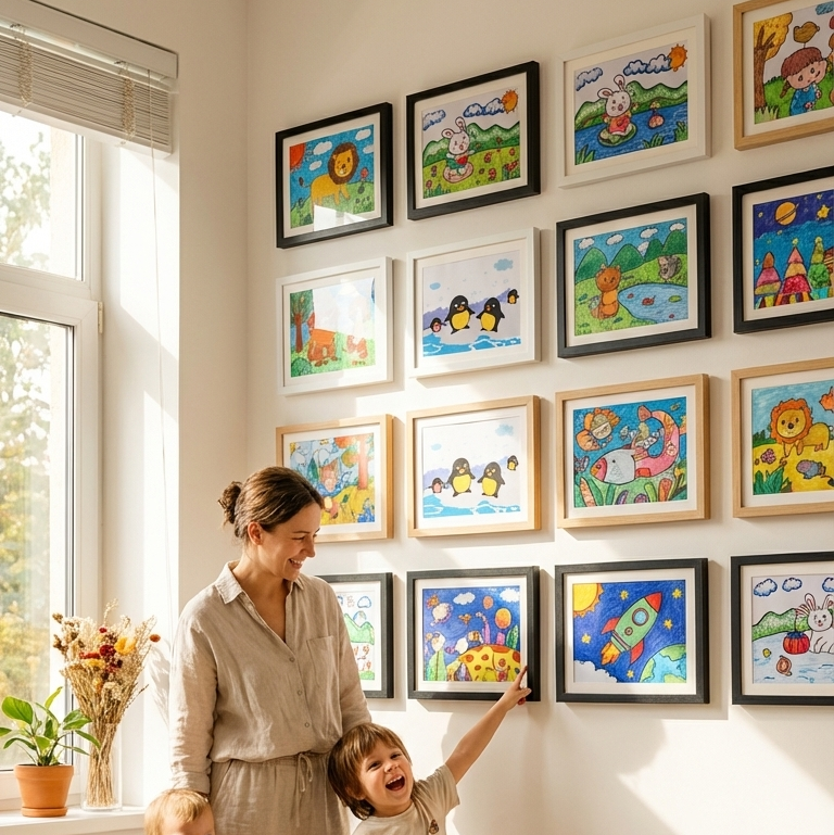 Marco para obras de arte intercambiables A4 | Exhibe y guarda las obras de arte de tu hijo en segundos