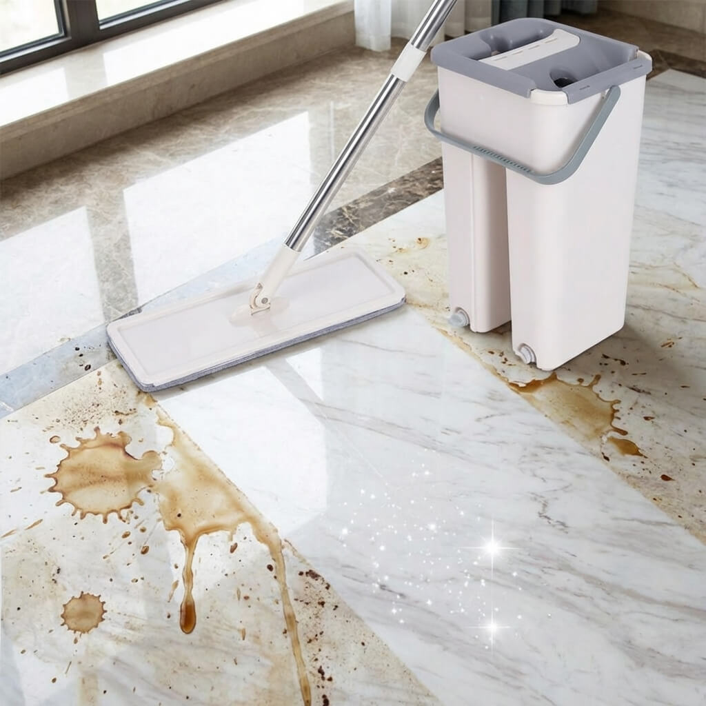 2-in-1 Flat Mop & Bucket Set | Effortless Floor Cleaning