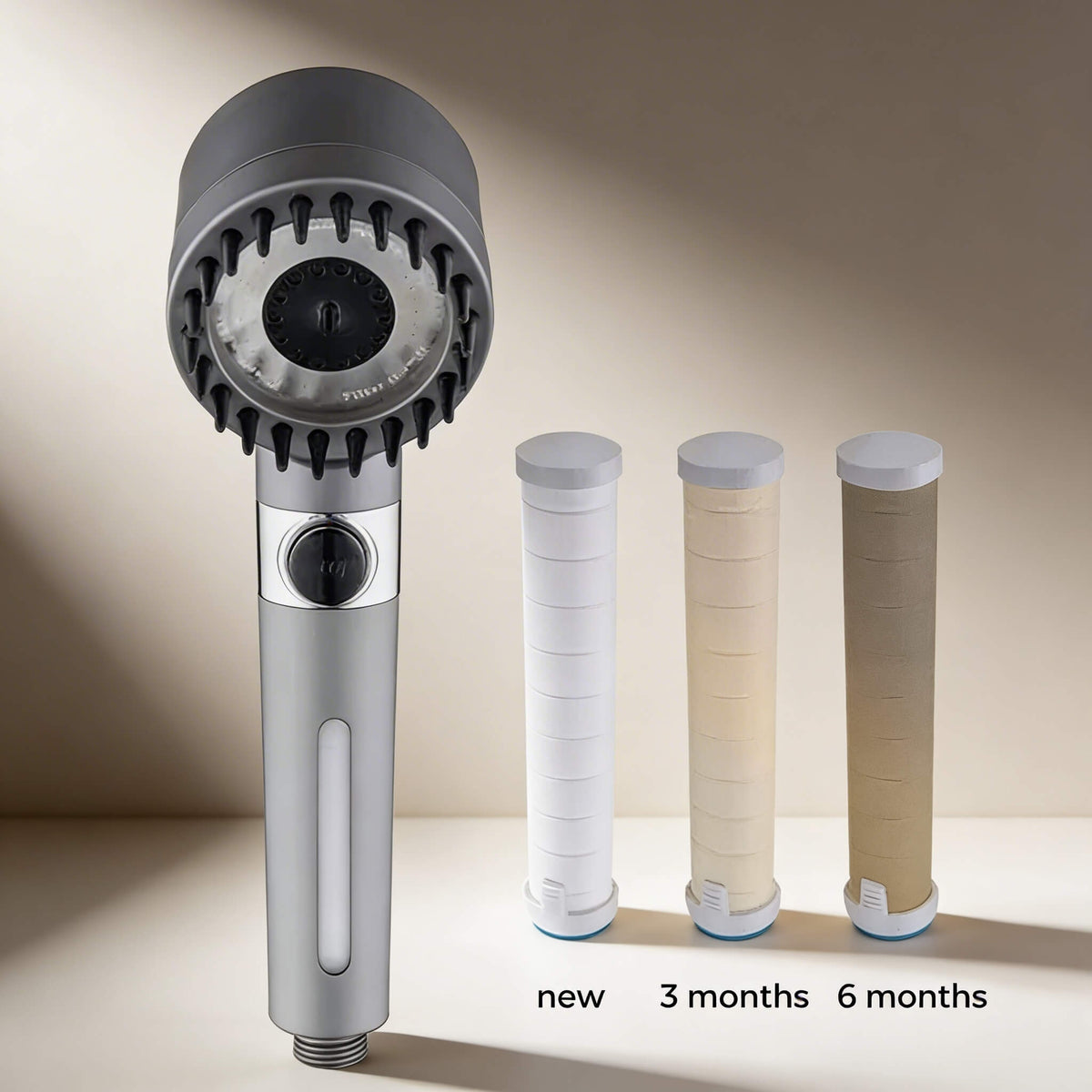 High-Pressure Filtered Shower Head | 3 Spray Modes & Built-In Stop Button