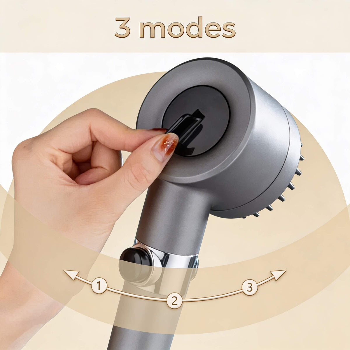 High-Pressure Filtered Shower Head | 3 Spray Modes & Built-In Stop Button