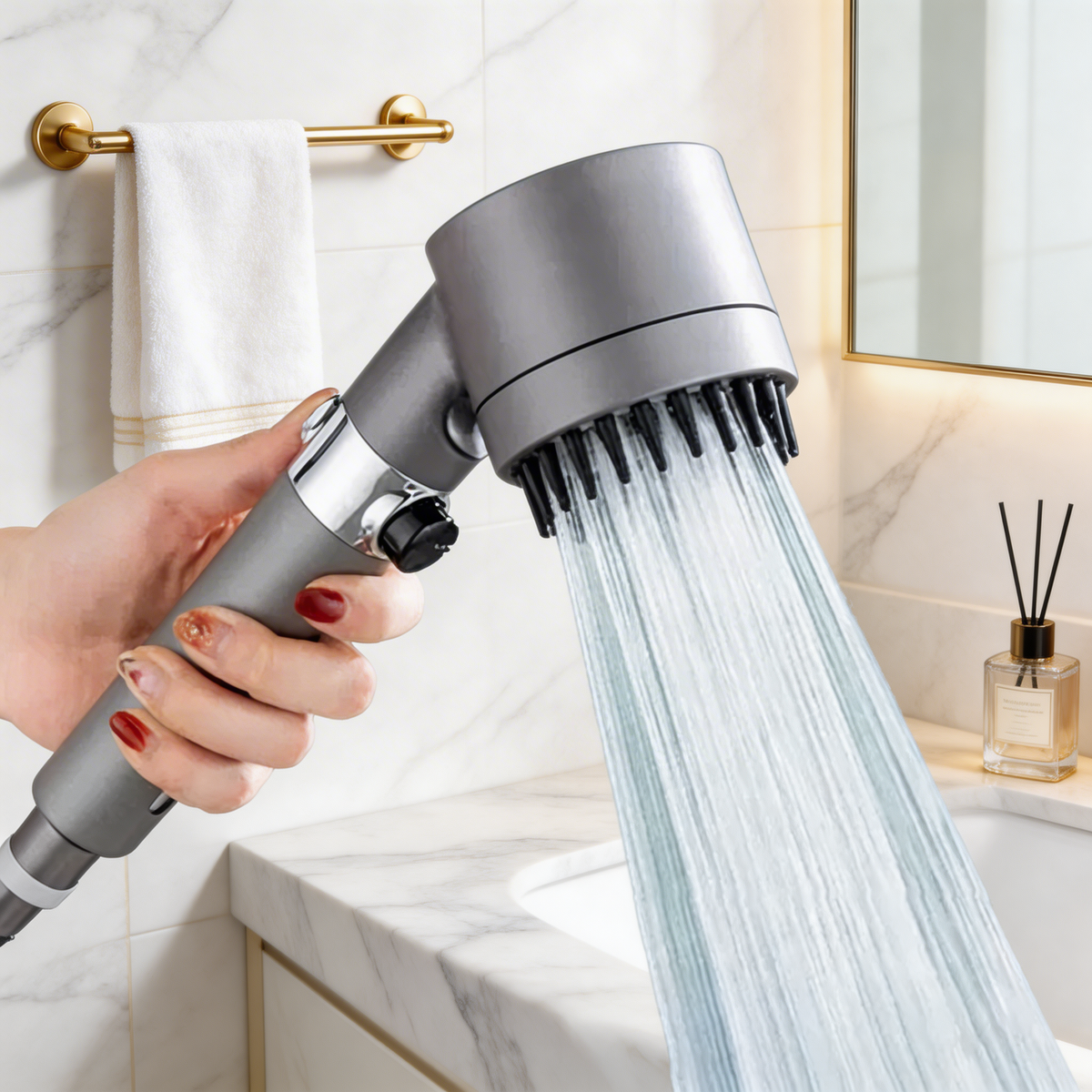 High-Pressure Filtered Shower Head | 3 Spray Modes & Built-In Stop Button