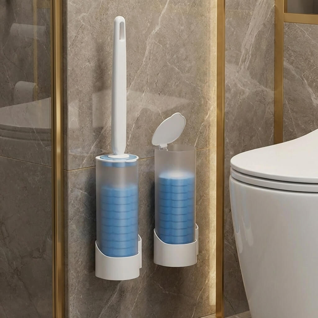 Disposable Toilet Brush with 18 Refills | Deep Clean Without Contact